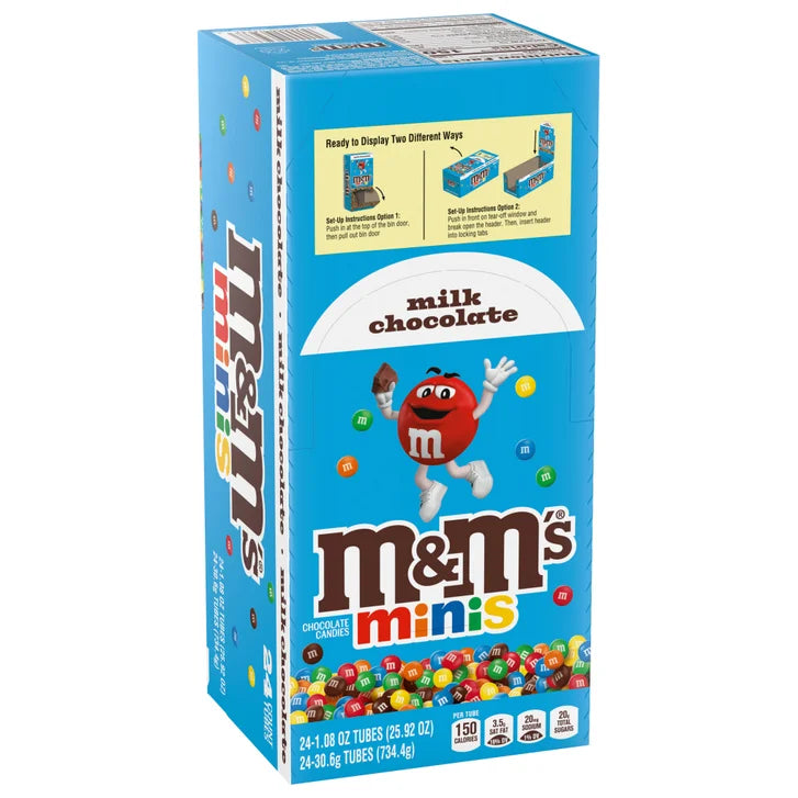 M&M's Milk Chocolate Candy Minis, 1.08 oz, 24-count