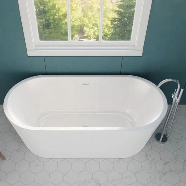 Chand Freestanding Soaker Bathtub with Faucet and Center Drain by Access Tubs