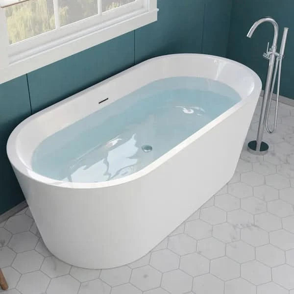 Chand Freestanding Soaker Bathtub with Faucet and Center Drain by Access Tubs