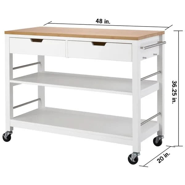 TRINITY 48” Bamboo Kitchen Cart with Drawers
