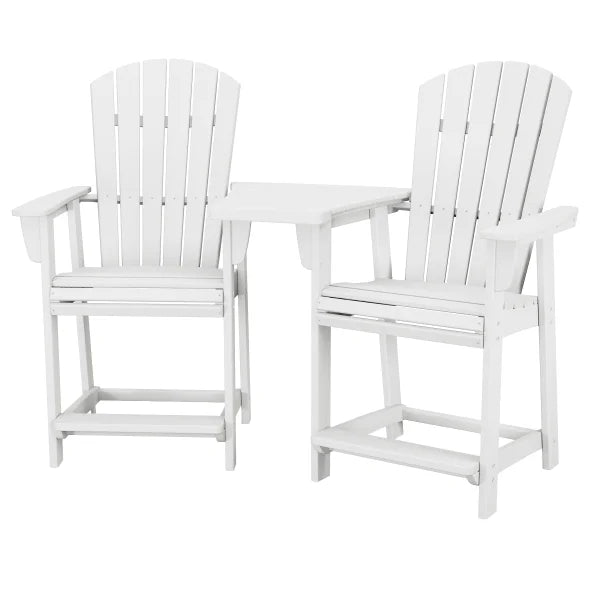 Portside 3-piece Outdoor Patio Shellback Counter Chair Set with Connecting Table