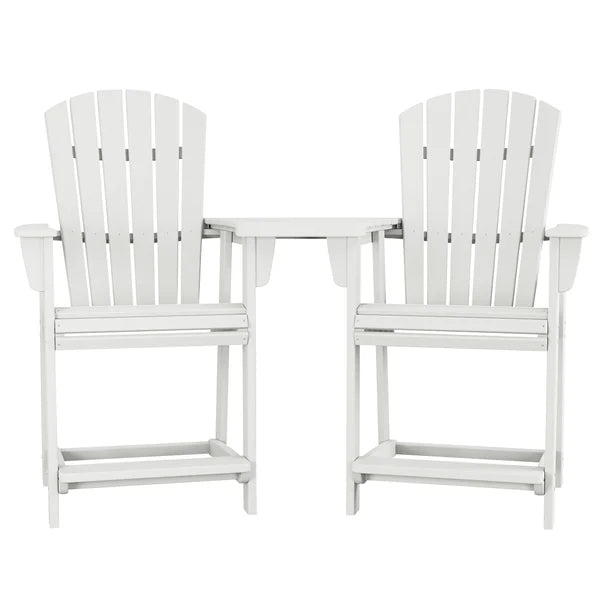 Portside 3-piece Outdoor Patio Shellback Counter Chair Set with Connecting Table