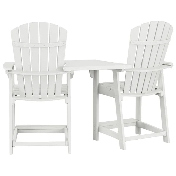 Portside 3-piece Outdoor Patio Shellback Counter Chair Set with Connecting Table