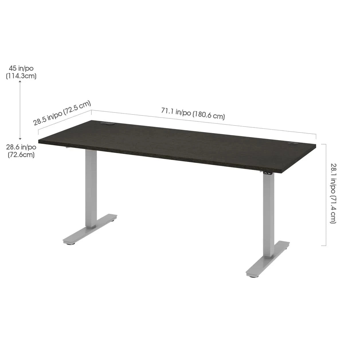 Bestar Upstand 30" x 72" Adjustable Height Desk