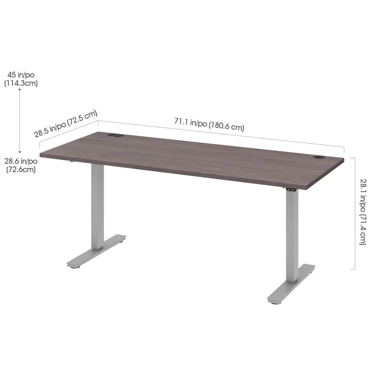 Bestar Upstand 30" x 72" Adjustable Height Desk