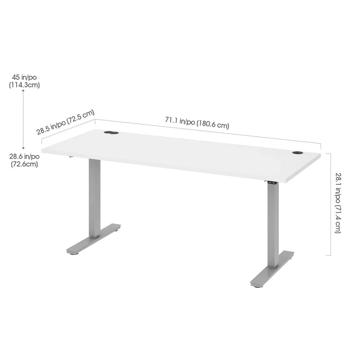 Bestar Upstand 30" x 72" Adjustable Height Desk