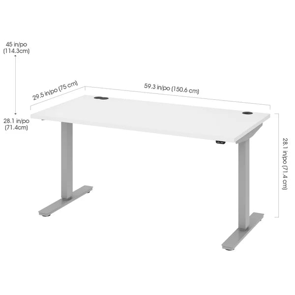 Bestar Upstand 30" x 60" Adjustable Height Desk with Monitor Arms