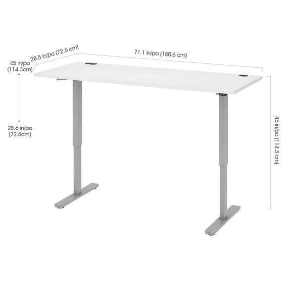 Bestar Upstand 30" x 72" Adjustable Height Desk and Monitor Arms