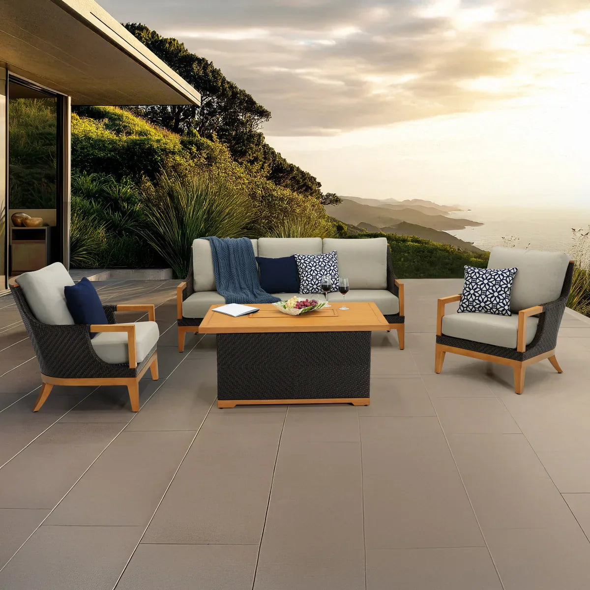 Galina 4-piece Fire Outdoor Seating Set