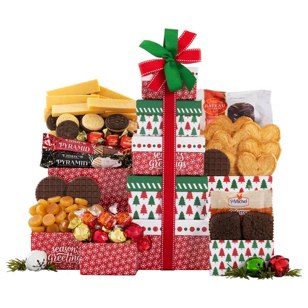 Happy Holidays Tower of Sweets,