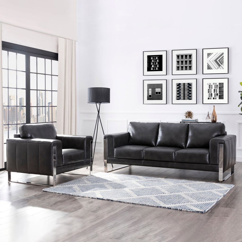 Amiens 2-piece Top Grain Leather Set - Sofa and Chair