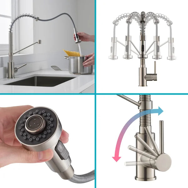 KRAUS 33" Drop-In Single Bowl Granite Kitchen Sink with Commercial Kitchen Faucet