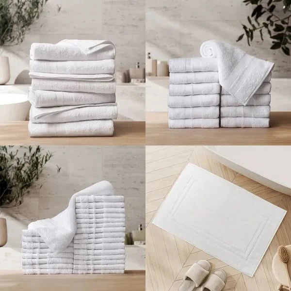 Enova Recycled Cotton Towel and Bath Mat Sets for Hospitality and Home