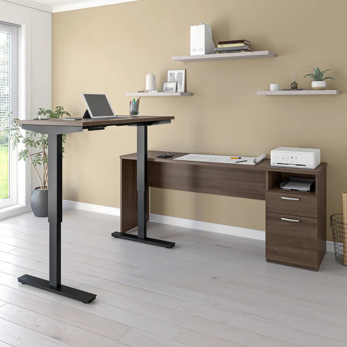 Bestar Upstand L-Shaped Adjustable Height Desk