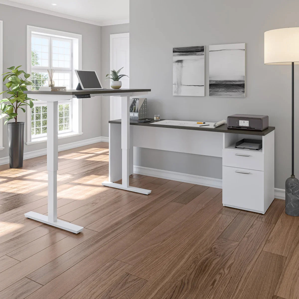 Bestar Upstand L-Shaped Adjustable Height Desk