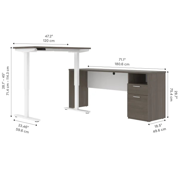 Bestar Upstand L-Shaped Adjustable Height Desk