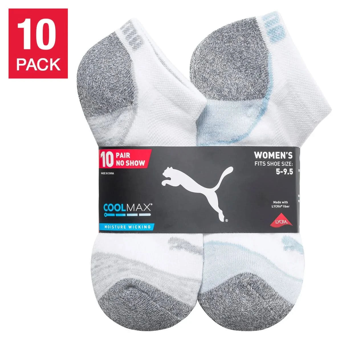PUMA Women's No Show Sock, 10-pair