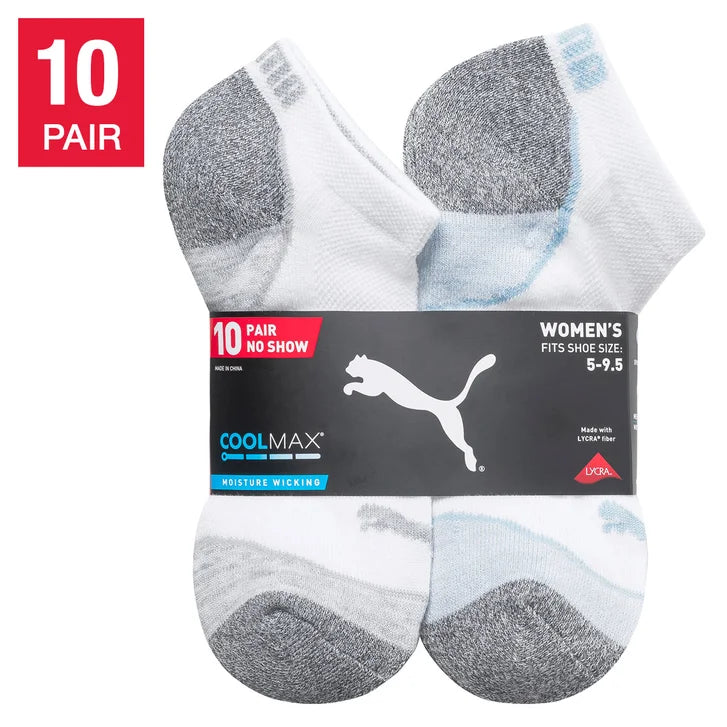 PUMA Women's No Show Sock, 10-pair