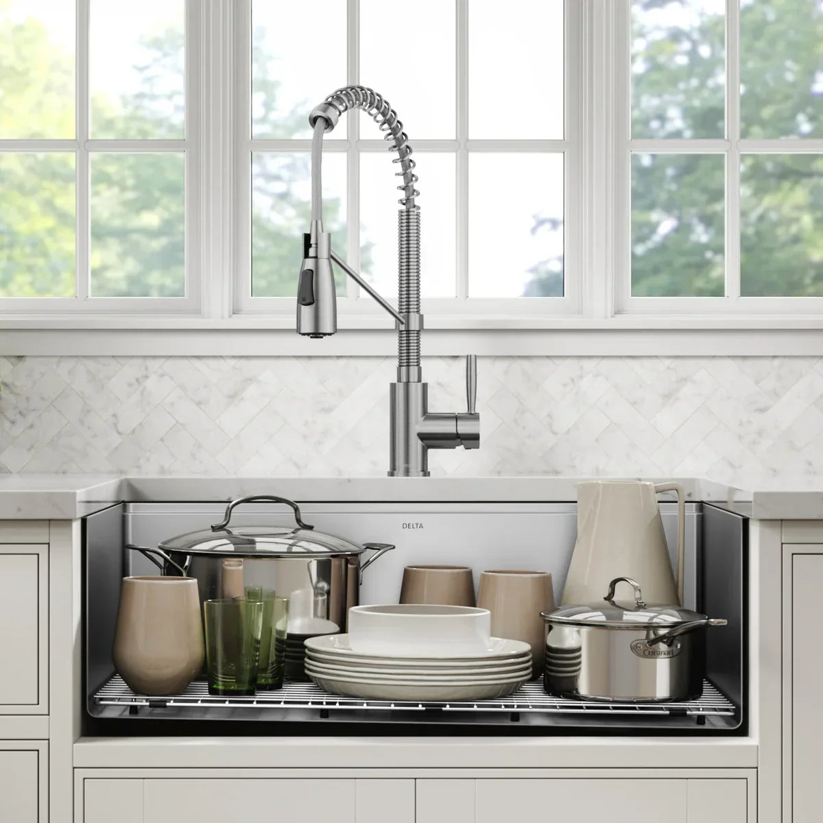 Delta 30” Undermount 16 Gauge Workstation Sink with 18” Kitchen Faucet