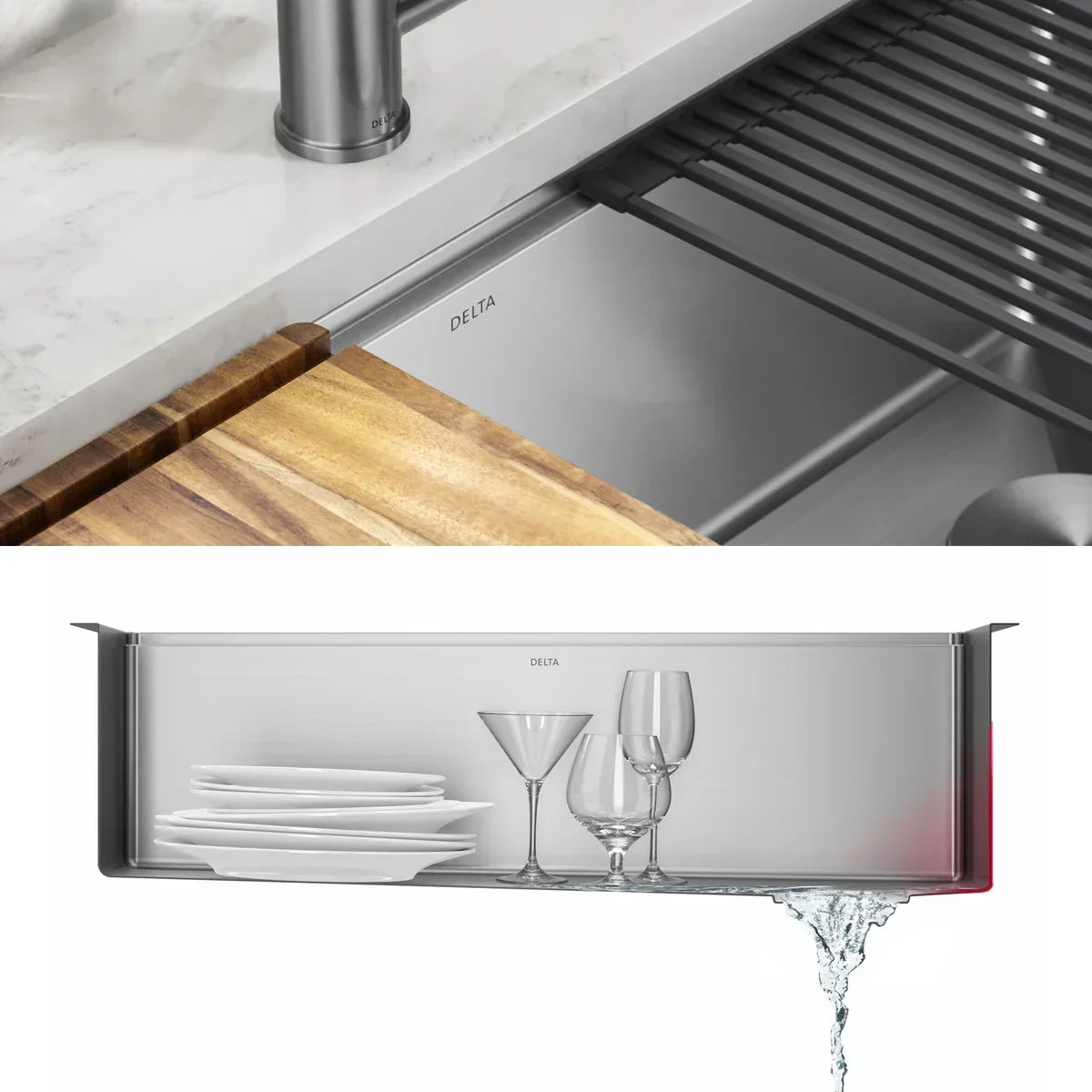 Delta 30” Undermount 16 Gauge Workstation Sink with 18” Kitchen Faucet