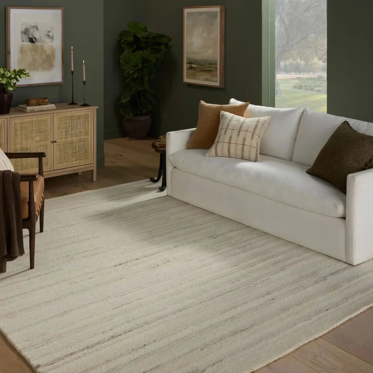 Loloi Melody Wool Rug Collection, Stripe Gray/Tan