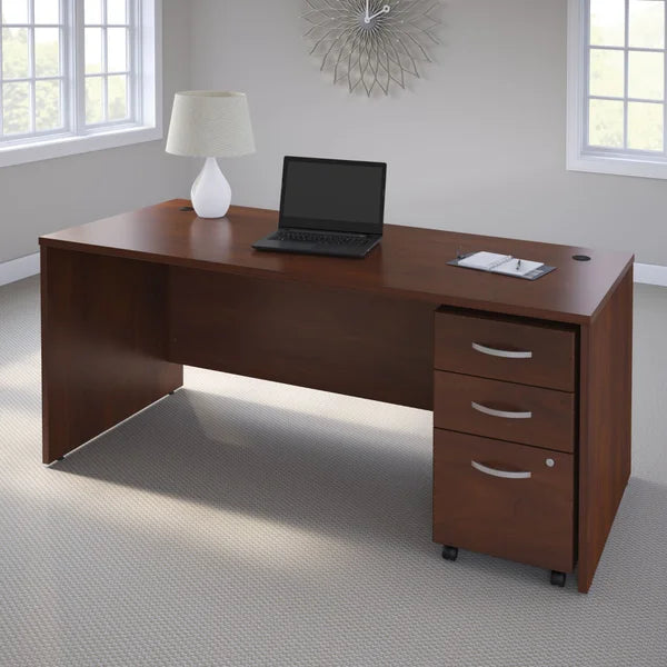 Business Office Pro Computer Desk with 3-Drawer Mobile Pedestal