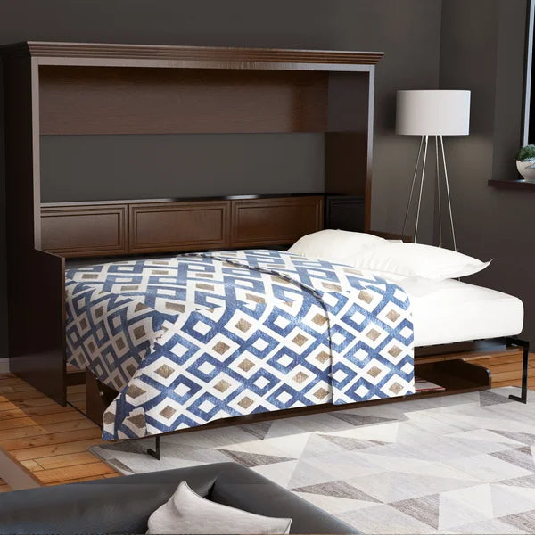 Melbourne Queen Wall Bed with Desk Combo in Walnut