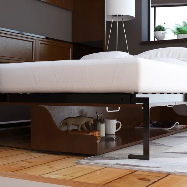 Melbourne Queen Wall Bed with Desk Combo in Walnut