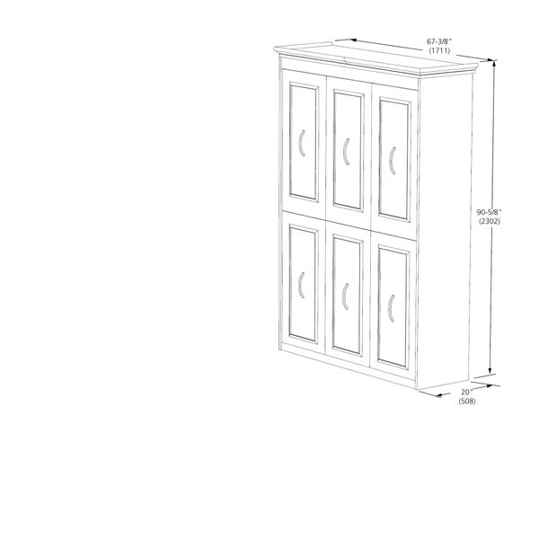 Brisbane Queen Portrait Wall Bed with Two Side Towers, White