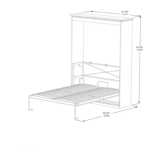 Brisbane Queen Portrait Wall Bed with Two Side Towers, White