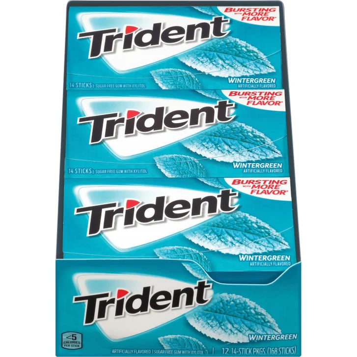 Trident Sugar Free Gum, Wintergreen, 14 Sticks, 12-count