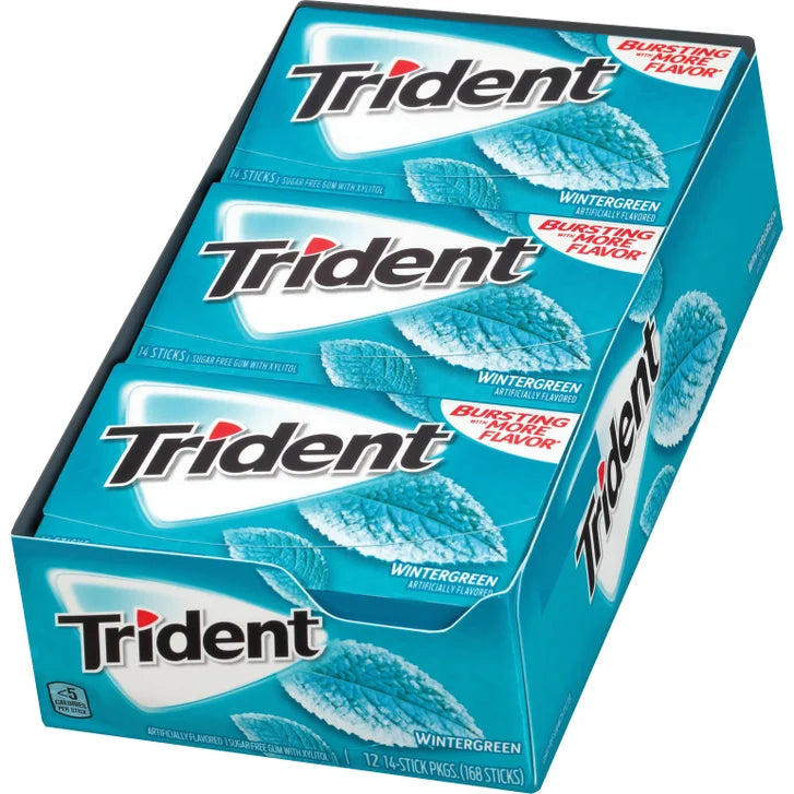 Trident Sugar Free Gum, Wintergreen, 14 Sticks, 12-count