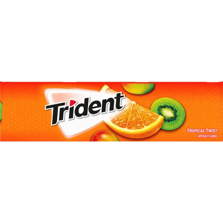 Trident Sugar Free Gum, Tropical Twist, 14-count, 15-pack