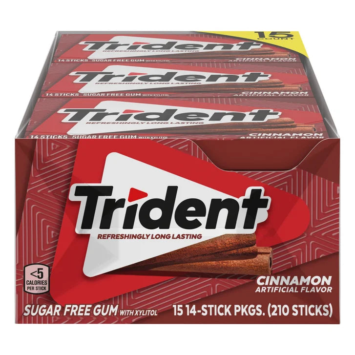 Trident Sugar Free Gum, Cinnamon, 14 Pieces, 15-count