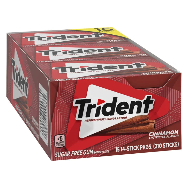 Trident Sugar Free Gum, Cinnamon, 14 Pieces, 15-count