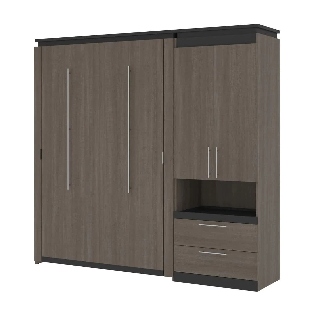 Orion Full Murphy Bed with Storage Cabinet and Nightstand