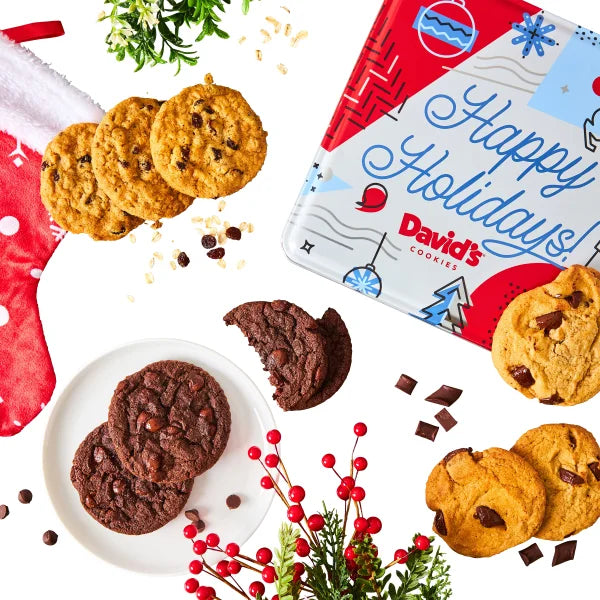 David's Cookies Winter Wonderland Fresh Baked Large Holiday Cookie Tin