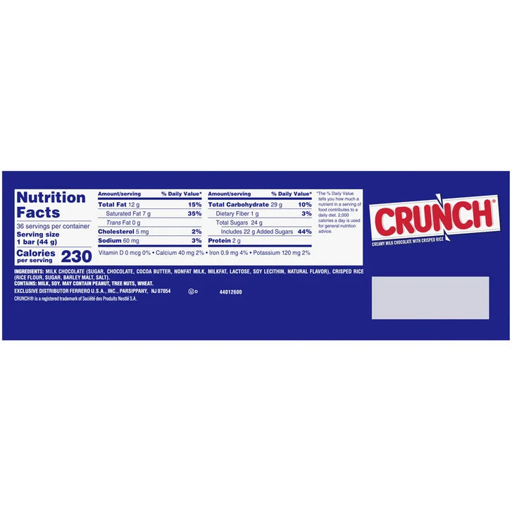 Crunch Candy Bar, 1.55 oz, 36-count