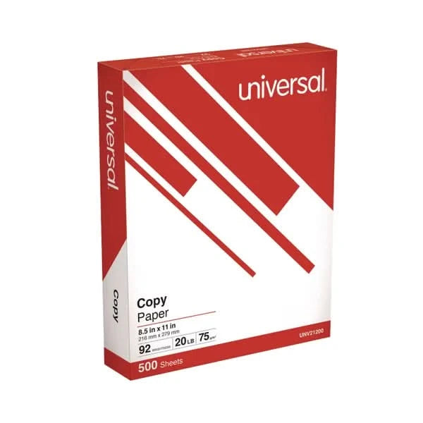 Universal Copy Paper, 8.5"x11" Letter, White, 20lb, 92 Bright