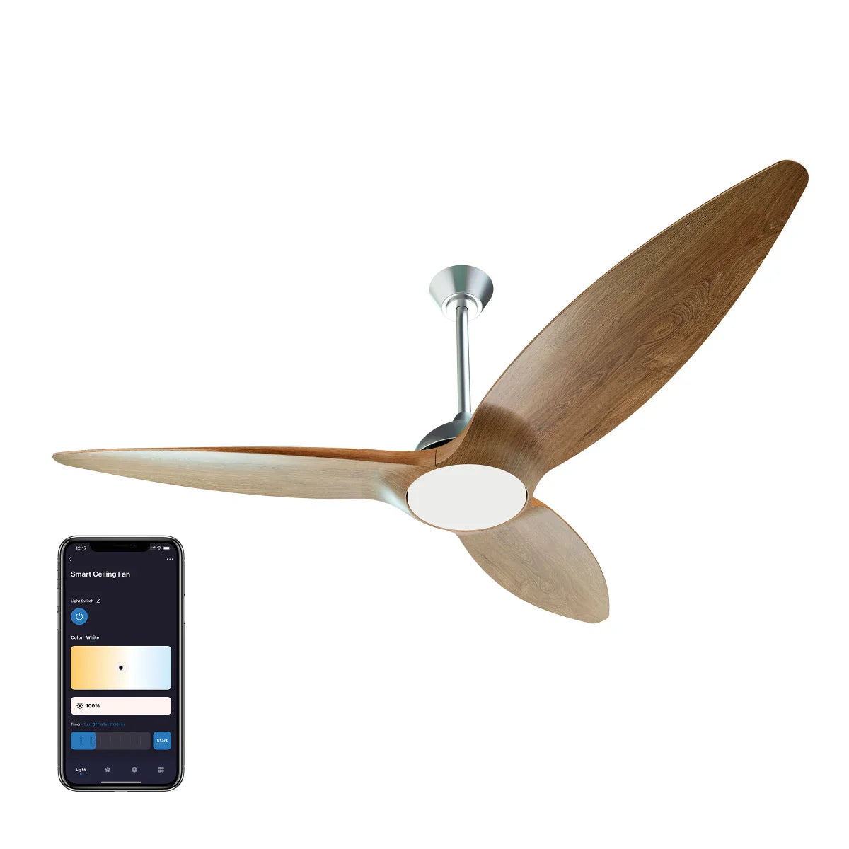 Smart Slique 60” Wi-Fi Outdoor Ceiling Fan with Color Changing Integrated LED Light and Remote