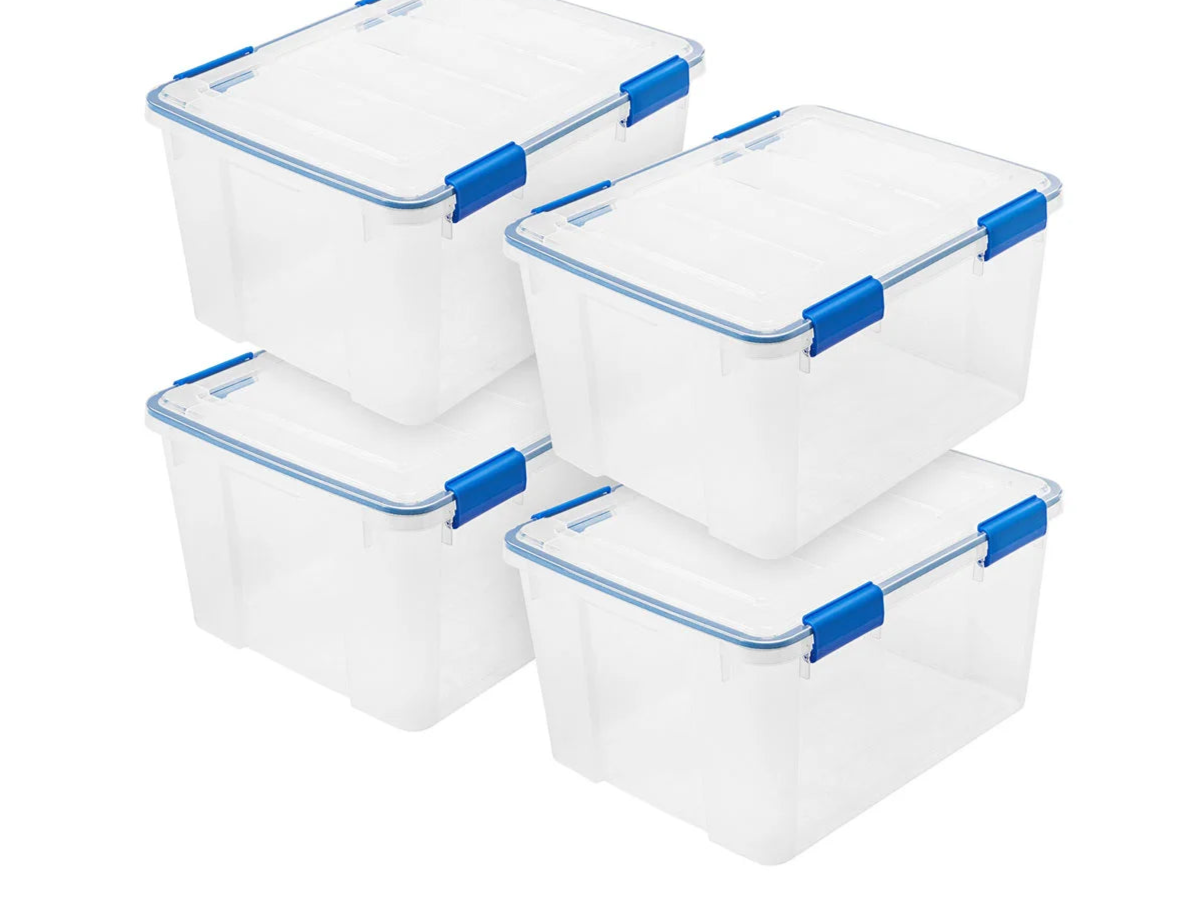 IRIS 44 Quart WeatherPro-Seal Storage Bin, 4-pack