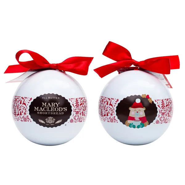 Mary Macleod's Holiday Ornament Tin of Chocolate Crunch Shortbread Cookies, 12 Oranament Tins, 72 Cookies Total