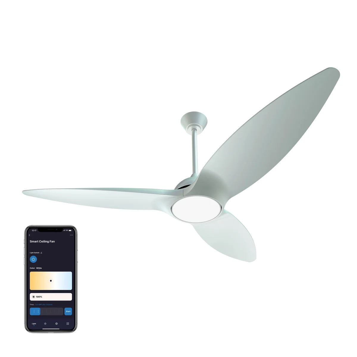 Smart Slique 60” Wi-Fi Outdoor Ceiling Fan with Color Changing Integrated LED Light and Remote