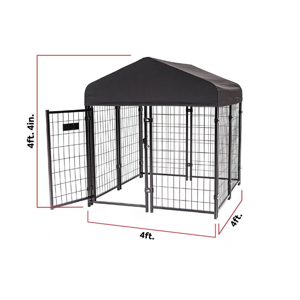 Lucky Dog STAY Series Studio Jr. Dog Kennel 4'x4' with Privacy Screen
