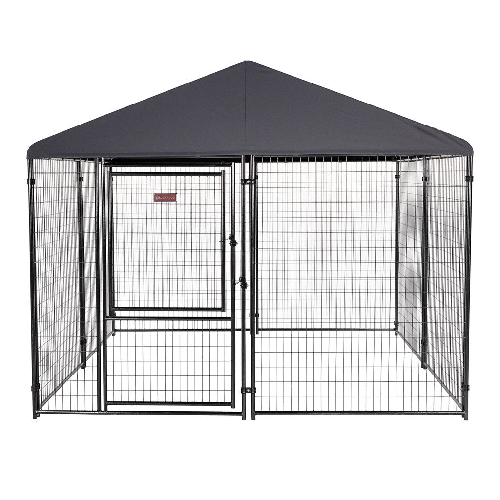 Lucky Dog STAY Series Presidential Dog Kennel 10'x10' with Privacy Screen