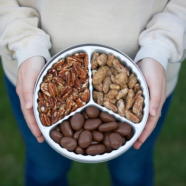 Heaton Pecans Roasted Salted Pecans, Chocolate Covered Pecans, Praline Pecan Tin 2.3 lb Total