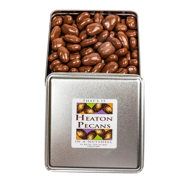 Heaton Pecans Large Square Milk Chocolate Covered Pecan Tin, 3.75 lb.