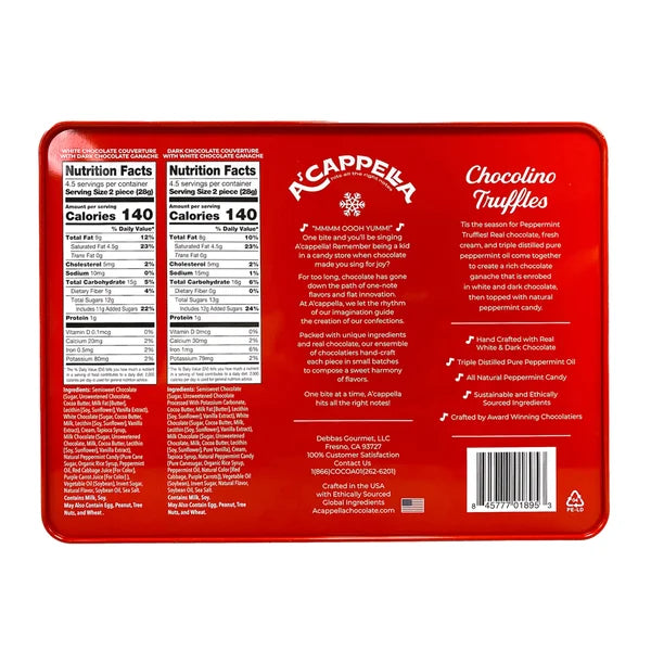 A'cappella 18 Peppermint Chocolino Truffle Tin, 2-pack