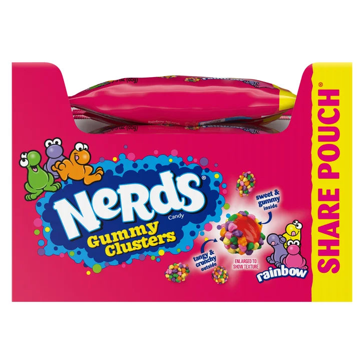 Nerds Candy Gummy Clusters, Rainbow, Share Pouch, 3 oz, 12-count