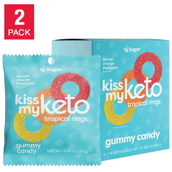 Kiss My Keto Gummies Tropical Rings, 6-count, 2-pack